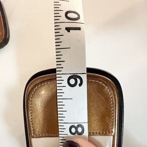 Louis Vuitton Patent Leather Brown Slip On Tassels Sandals Block Heels SZ 36.5 - Picture 13 of 15